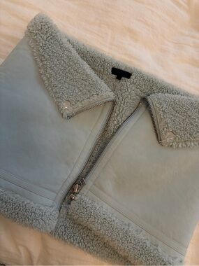 h:ours Pale Blue Teddy Shearling Zip Jacket